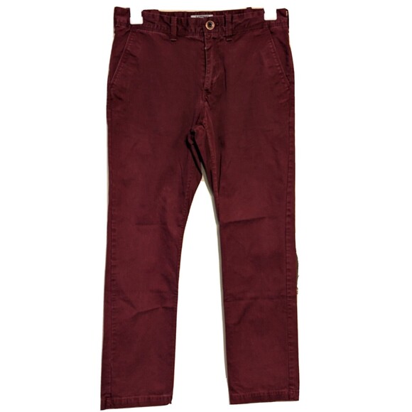 Express Men's Finn Burgundy Red Flat Front 100% Cotton Chino Pants Size 30X30 - Picture 1 of 8